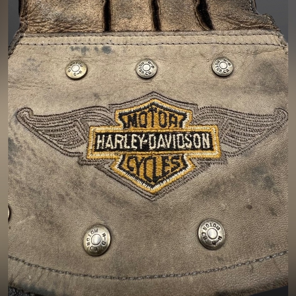 ⚡️HARLEY-DAVIDSON⚡️ Vintage Leather/Studded Guantlet Motorcycle Gloves - Picture 11 of 14